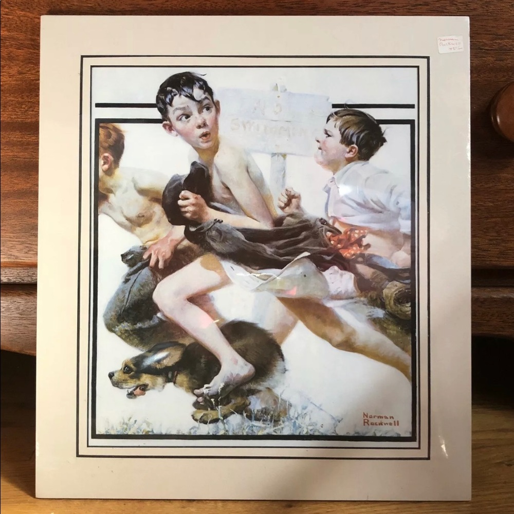 Norman Rockwell NO SWIMMING Double Matted Print